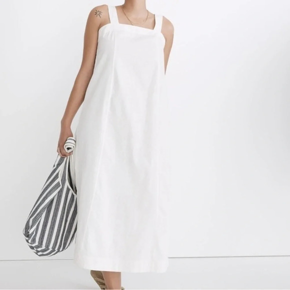 New Madewell Linen Cotton Princess Seamed Midi Dress Large - Picture 1 of 10